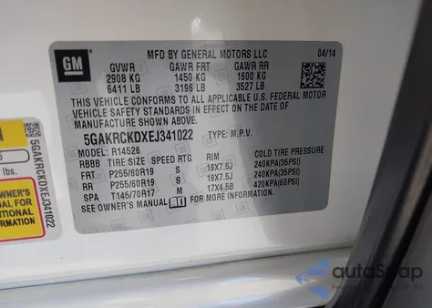 2014 Buick Enclave Premium from USA, damaged, VIN 5GAKRCKDXEJ341022